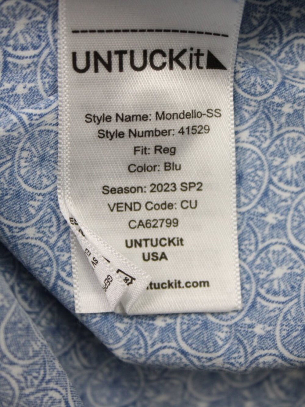 UNTUCKit Mondello AOP Shirt Mens 2XL XXL Blue Wheels All Over Print Short Sleeve - Picture 8 of 12